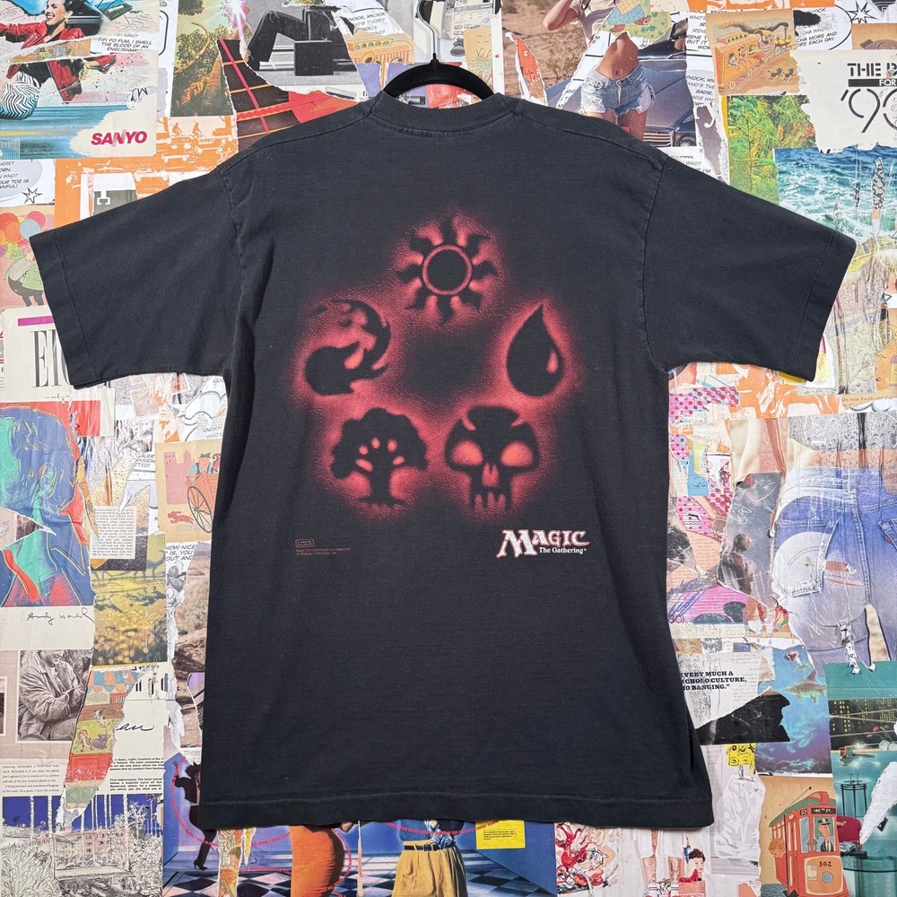 RARE Vintage Magic‎ The Gathering T Shirt Mens Graphic Mana Symbols